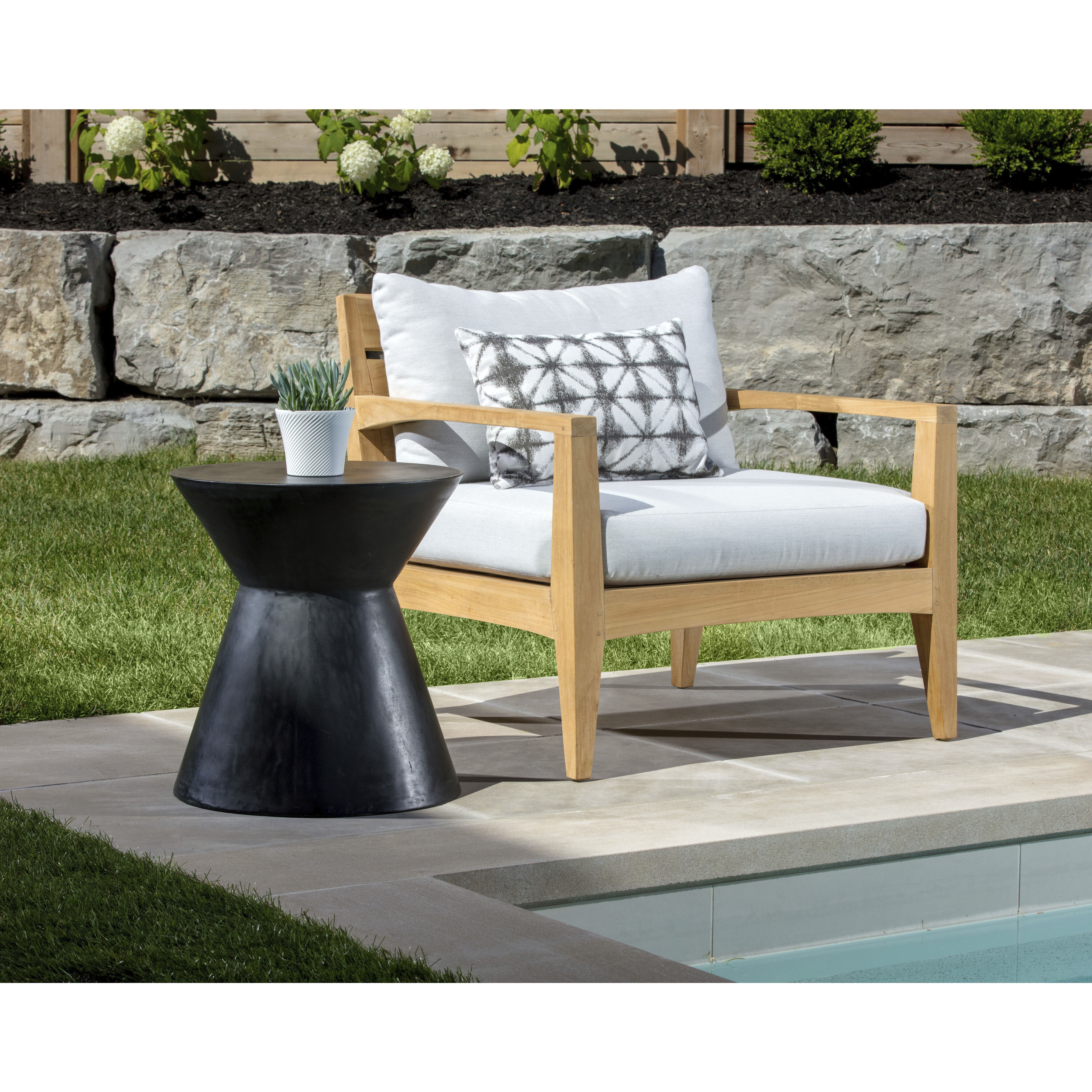 Astley 20 X 17.5 inch Black Outdoor End Table